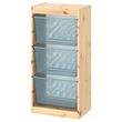 IKEA - TROFAST, storage-unit, pine/grey-blue, 44x30x91 cm