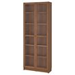 IKEA - BILLY, bookcase with glass door, brown walnut effect, 80x30x202 cm