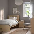 IKEA - MALM/LINDBADEN, single bed, white stained oak veneer, 90x200 cm