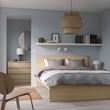 IKEA - MALM/LURÖY, double bed, white stained oak veneer, 140x200 cm