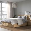IKEA - MALM/LÖNSET, double bed, white stained oak veneer, 140x200 cm