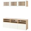 IKEA - BESTA, tv storage unit, white stained oak effect/high-gloss/white, 180x42x192 cm