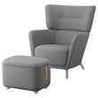 IKEA - OSKARSHAMN, wing chair and pouffe, tibbleby beige/grey