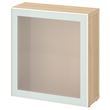 IKEA - BESTA, dolap kombinasyonu, ağartılmış meşe görünümlü-beyaz-buzlu cam, 60x22x64 cm