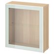 IKEA - BESTA, dolap kombinasyonu, ağartılmış meşe görünümlü-beyaz-şeffaf cam, 60x22x64 cm