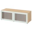 IKEA - BESTA, dolap kombinasyonu, ağartılmış meşe görünümlü-beyaz-buzlu cam, 120x42x38 cm