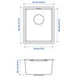 IKEA - VRESJÖN, single-bowl insert sink, stainless steel, 37x44 cm