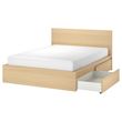 IKEA - MALM/LÖNSET, double bed, white stained oak veneer, 140x200 cm