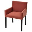 IKEA - MARENAS, fabric chair with armrests, black-Gunnared red/brown