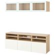 IKEA - BESTA, tv storage unit, white stained oak effect/high-gloss/white, 180x42x192 cm