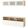 IKEA - BESTA, tv ünitesi, ağartılmış meşe görünümlü-parlak cila-beyaz, 180x42x192 cm