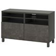 IKEA - BESTA, tv bench, dark grey-dark grey concrete effect, 120x42x74 cm