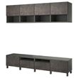 IKEA - BESTA, tv storage unit, dark grey-dark grey concrete effect, 240x42x230 cm