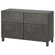 IKEA - BESTA, storage combination, dark grey-dark grey concrete effect, 120x42x65 cm