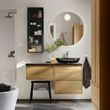 IKEA - OXMYREN, wash-basin with water trap, dark grey, 56x35 cm