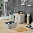 IKEA - KUGGIS, box with lid, light grey-bamboo, 13x18x8 cm