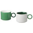 IKEA - PIGGAL, cup set, white/green, 30 cl