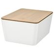 IKEA - KUGGIS, box with lid, white/bamboo, 13x18x8 cm