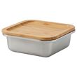 IKEA - IKEA 365+, steel food container with lid, stainless steel/bamboo, 600 ml