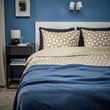 IKEA - ANGSNEJLIKA, double quilt cover and 2 pillowcases, grey-beige/off-white, 240x220/50x60 cm