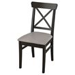 IKEA - INGOLF, upholstered wooden chair, brown-black/Nolhaga grey-beige