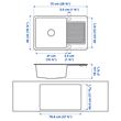 IKEA - KILSVIKEN, 1 bowl insert sink with drainer, black, 72x46 cm