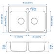 IKEA - LANGUDDEN, double-bowl insert sink, stainless steel, 75x53 cm