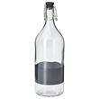 IKEA - KORKEN, bottle, glass/black, 1 l