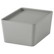 IKEA - KUGGIS, kapaklı kutu, açık gri, 13x18x8 cm