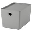 IKEA - KUGGIS, box with lid, light grey, 18x26x15 cm