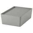 IKEA - KUGGIS, box with lid, light grey, 18x26x8 cm
