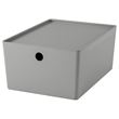 IKEA - KUGGIS, box with lid, light grey, 26x35x15 cm