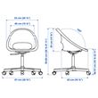 IKEA - LOBERGET/MALSKAR, office chair, beyaz-sarı minderli