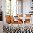 IKEA - TONSTAD, upholstered wooden chair, Bomstad gold brown-off/white