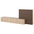 IKEA - BESTA, tv storage unit, White stained oak effect-brown, 300x42x114 cm