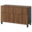 IKEA - BESTA, storage combination, black-brown-walnut effect, 120x42x75 cm