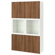 IKEA - BESTA, storage combination, white-walnut effect, 120x42x193 cm