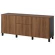 IKEA - BESTA, storage combination, black-brown-walnut effect, 180x42x75 cm