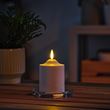 IKEA - SMALOM, LED scented block candle, white, 9 cm