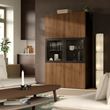 IKEA - BESTA, storage combination, black-brown-walnut effect, 120x42x193 cm