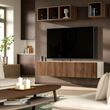 IKEA - BESTA, tv sehpası, beyaz-ceviz görünüm, 180x42x38 cm