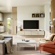 IKEA - BESTA, tv bench, white stained oak effect/beige, 240x42x38 cm
