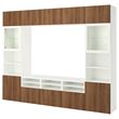 IKEA - BESTA, tv storage unit, white-walnut effect, 300x42x231 cm