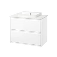 high-gloss white/white marble effect