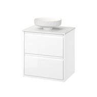 high-gloss white/white marble effect