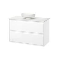 high-gloss white/white marble effect