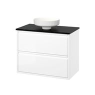 glossy varnish white-black marble look