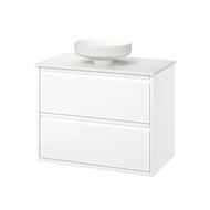 high-gloss white/white marble effect