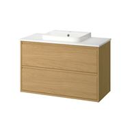 oak effect-white marble effect