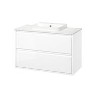 high-gloss white/white marble effect